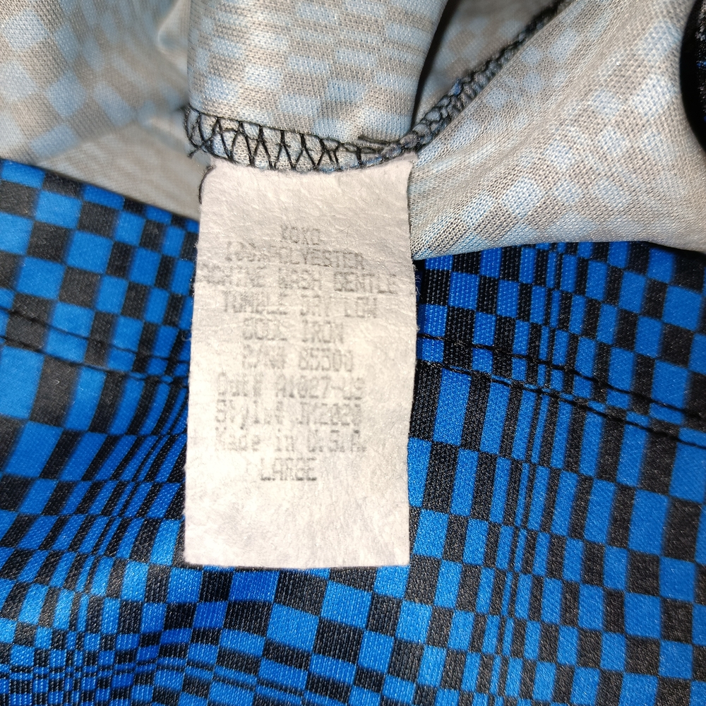 VINTAGE Y2K XOXO Blue Black Geometric Snap Button Crop Top Retro Clubwear NWOT - Picture 5 of 8